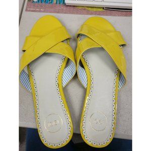 1901 Bryers Cross Band Slide Sandal Lemon Yellow Slip On Women's Size7M